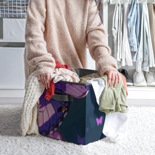 Cube de rangement pliable papillons violets pour armoire - 7