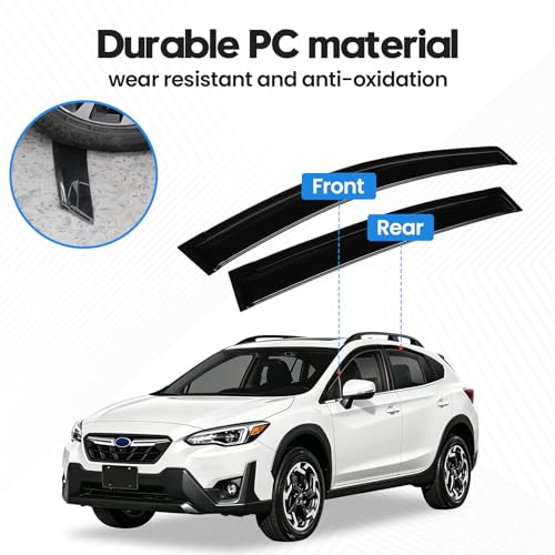 Image of Crosstrek Rain Guards - Window Visors for Subaru Crosstrek 2018-2023 /Subaru Impreza Hatchback 2017-2023, Out-Channel Side Window Rain Guards for Impreza, 4PCS, Black, Car Accessories