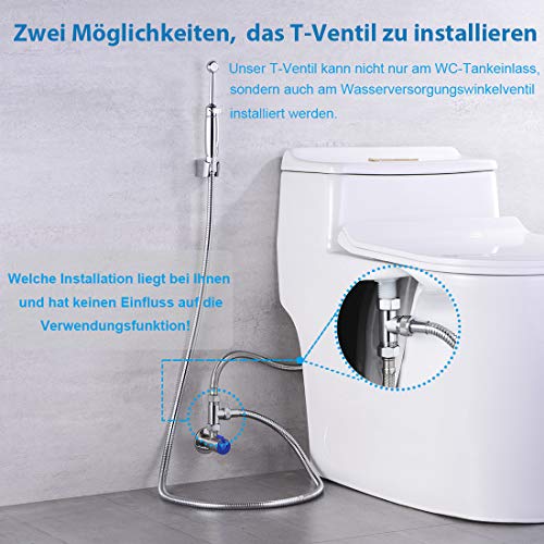 Bidet Handbrause Set SonTiy Alle Messing Toilette Bad Bidet Aufsatz Waschen Duschkopf mit Einstellbarem Druck &Halterung, Schlauch Chrom Bidet Armaturen für WC, Persönliche Hygiene&Windelreinigung - Image 7
