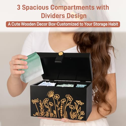100% Solid Wood Tampon Holder Box with Lid, Copper Leather Pull, Absolute Real Wood Bathroom Decorative Box for Feminine Product Storage and Accessories such as Tampons, Cotton Balls, Gifts for Women - Image 5