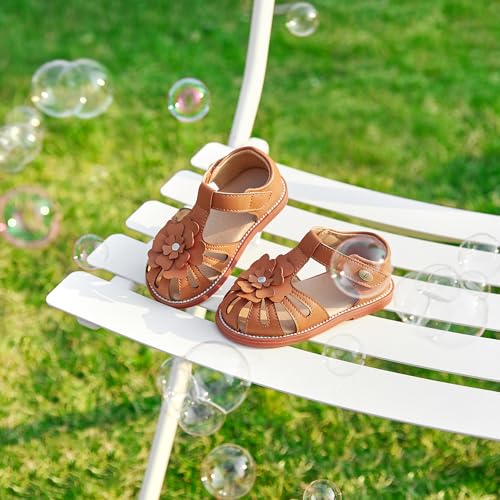 Image of Felix & Flora Toddler Girls Sandals Flower Girl Shoes Soft Rubber Princess Flat Shoes