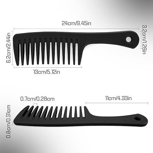 Miniatura 7 de Peine de dientes anchos, peine de dientes anchos para rizos, peine para desenredar, peine para cabello rizado, peine de dientes anchos para cabello