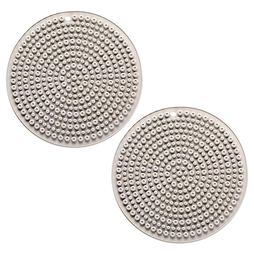 ABOOFAN 2Pcs Grey Silicone Heat Resistant Insulated Pad Non Slip Kitchen Table Mat and Pot Holder Cushion for Home Use for Hot Pots and Teacups