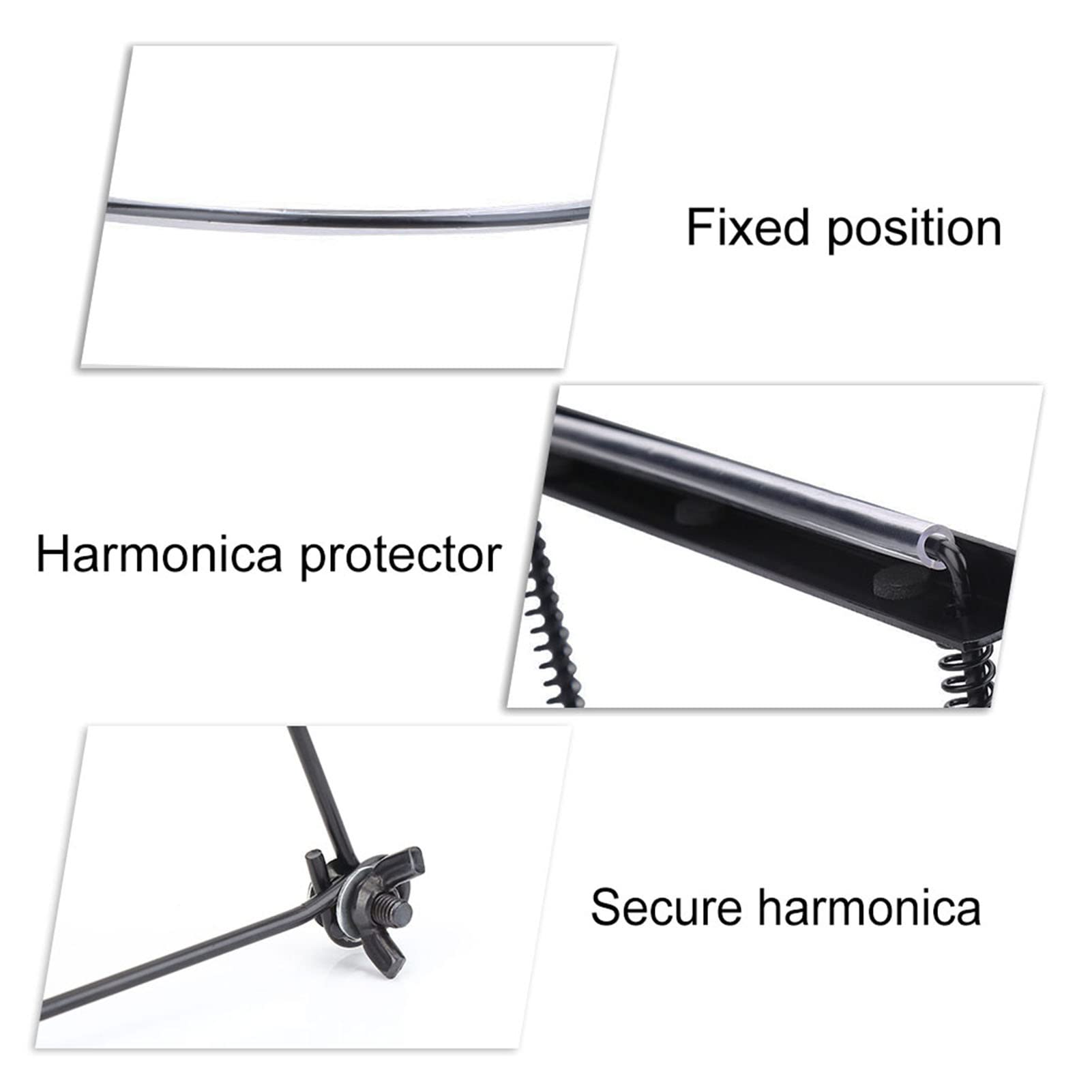 Harmonica Holder Harmonica Mount 10 Holes Harmonica Neck Holder Adjustable Metal Harmonica Support, blackone - Image 4
