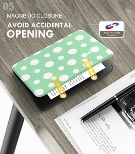 Image of MoKo Case for 6 inch Amazon Kindle Basic 11th Gen 2024 /2022, Green with Dots