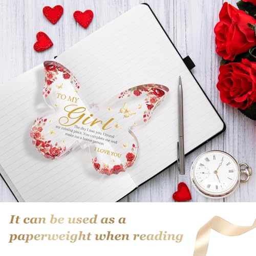 Image of Gifzy Romantic Gifts for Girlfriend Anniversary Birthday, 5x5x0.5 Inch Butterfly Acrylic Plaque Decor, I Love You Present for Her, Valentines Day Christmas Anniversary Birthday Gift for Girlfriend from Boyfriend