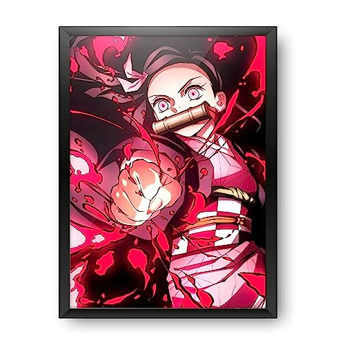 Image of MCSID RAZZ - Demon Slayer - Nezuko Kamado Design A4 Size Poster (With Frame) - Best Gift For Demon Slayer Fans /Best Artifacts To Your Home & Decor /For Anime Fandom