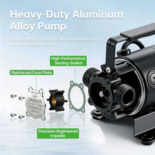 Image of 12V Water Transfer Pump 330GPH Self-Priming Utility Pump with Battery Clamps Hose Kit Portable Electric Non-Submersible Pump for RV Marine Garden Pool Basement Emergency Water Removal