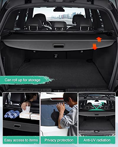 Image of Powerty Retractable Cargo Cover for 2008-2015 Merecedes Benz GLK-Class-Canvas Texture Trunk Cover Privacy Screen Rear Security Shade for GLK Accessories