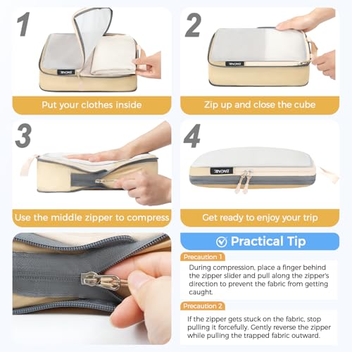 Image of BAGAIL 6 Set Ultralight Compression Packing Cubes Packing Organizer for Travel Accessories Luggage Suitcase Backpack