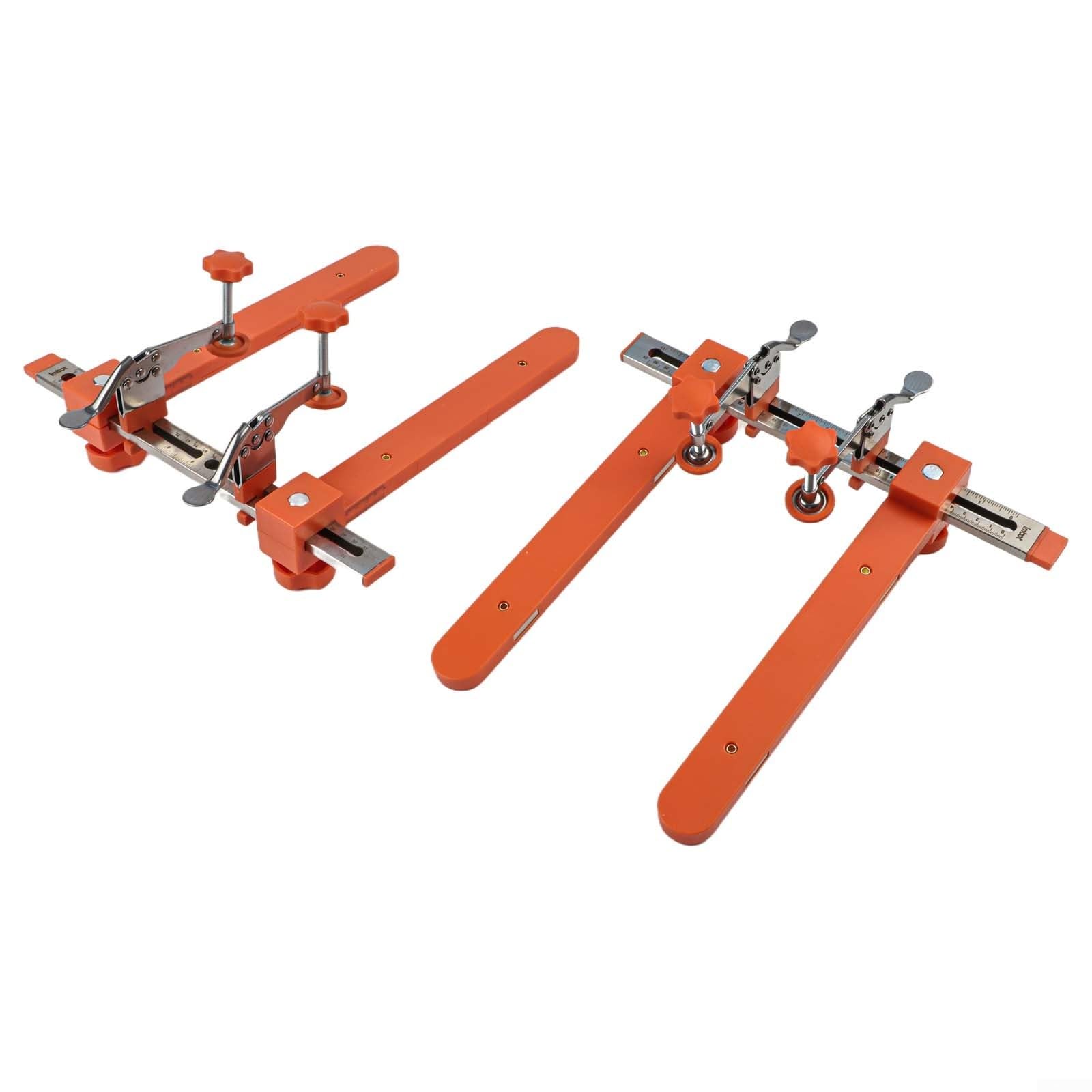 Plantilla deslizante de cajón para montaje de precisión, abrazadera de metal ajustable con llave para diapositivas de montaje inferior en armarios de marco frontal (juego de 2 piezas)