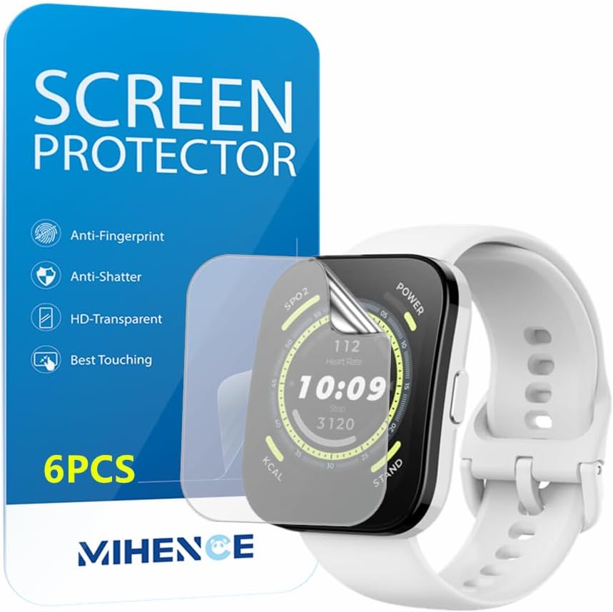 Compatible for Amazfit Bip 5 Screen Protector, HD Full Coverage TPU Protective Film Compatible for Bip 5 Smartwatch (6PCS)