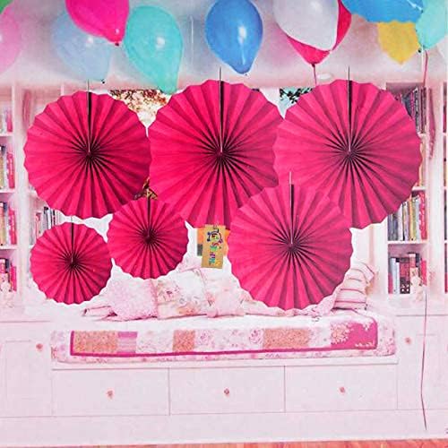 Western EraWestern Era Paper Fan Party Decoration Set for Baby Shower, Photo Booth, Wedding, Birthday Party (Pack of 6) (Pink)
