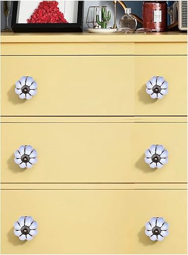 Miniatura 5 de Pomos de cerámica para gabinete, 4 unidades Kelier - Manijas de puerta de calabaza elegantes para cocina, aparador, cajón, armario, armario, blanco,