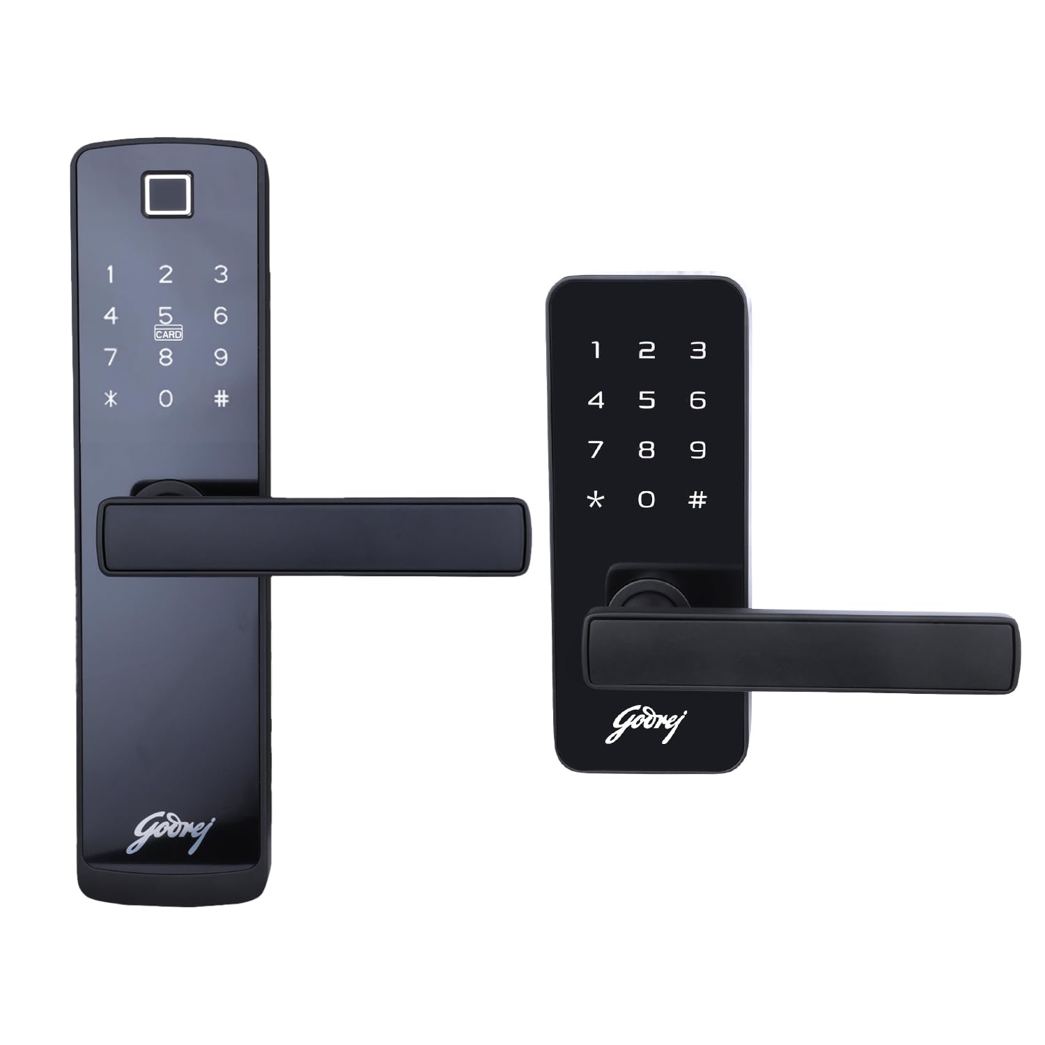 Godrej Smart LockICatus Touch Plus & Catus Touch Black I Digital Lock for Wooden Door I 4in1 Access I Fingerprint I RFID I PIN Access I MEC Key I 3 Strong Dead Bolts I Black | Free Installation