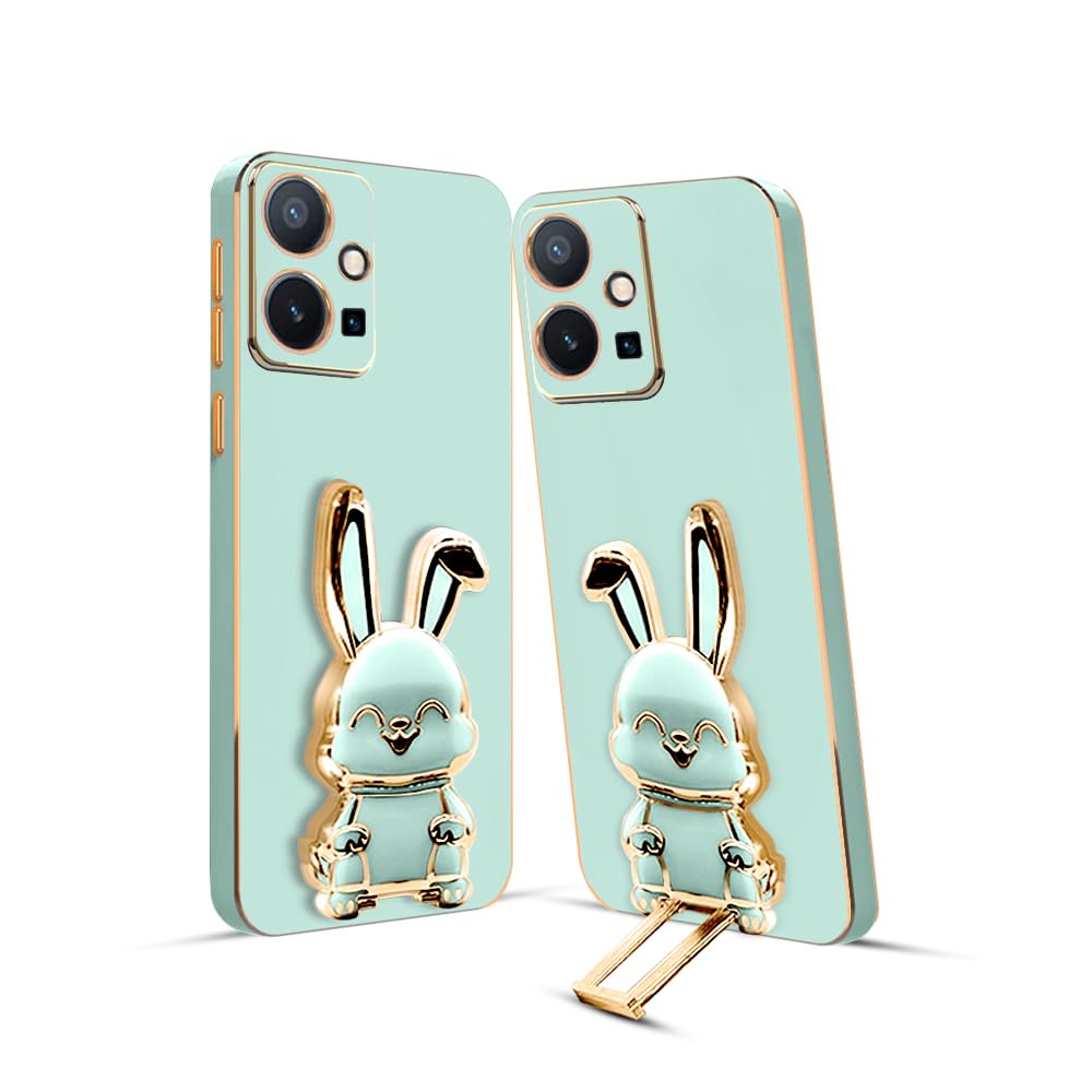 KARWAN®️ 3D Bunny with Folding Stand Back Cover Case Compatible for Vivo Y75 5G | Slim electroplated case | Stand case | Soft TPU | Space Astro Theme | Camera Protection-Blue (B0CGNVHYXM) Amazon Price History, Amazon Price Tracker