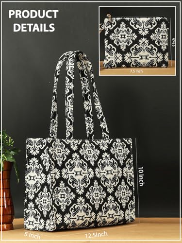 Image of Bagsy Malone Opulent Loom Majesty Tote Set of 2-Black & White 3