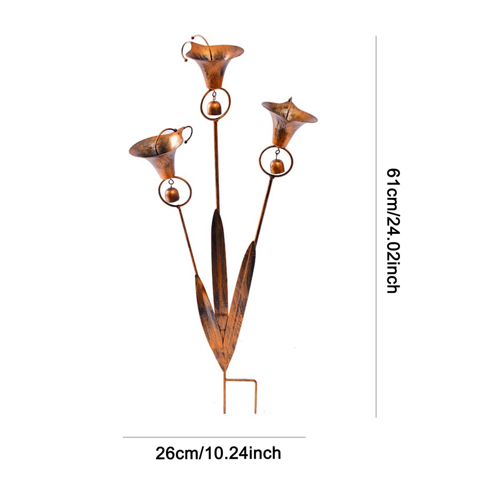 Decorazione in ferro a forma di triade di calle con trifoglio a trepetalo, elegante campanella a vento rustica con sonagli, ornamento artigianale da esterno per staccionate, decorazioni