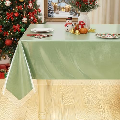 Smiry Rectangle Table Cloth 60x84 Inch, Waterproof Wipeable Vinyl Tablecloths Protector, Oil Spill Proof Plastic Table Cover for Dining, Picnic, Camping, Outdoor, Clear