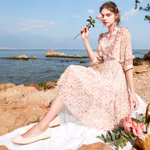 Image of Shupua Womens Flats Lace Ballet Flats Dressy Slip On Shoes for Work Wedding