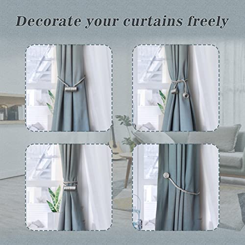 image for Hion Magnetic Curtain Tiebacks Gray Blue 6 Pack, Curtain Tiebacks Buck