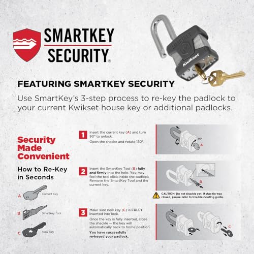 Kwikset SmartKey Re-Keyable Laminated Steel Padlock, 4-Pack, Silver - image 7