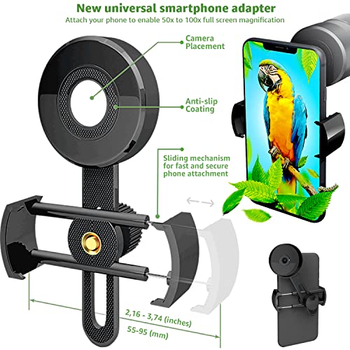 Python 12X45 High Powered Monocular Telescope With Smartphone Adapter Flexible Tripod & Portable Bag - Ideal For Hunting, As A Cosmic Stargazing Scope & Outdoor. Monoculars For Adults #TOP4