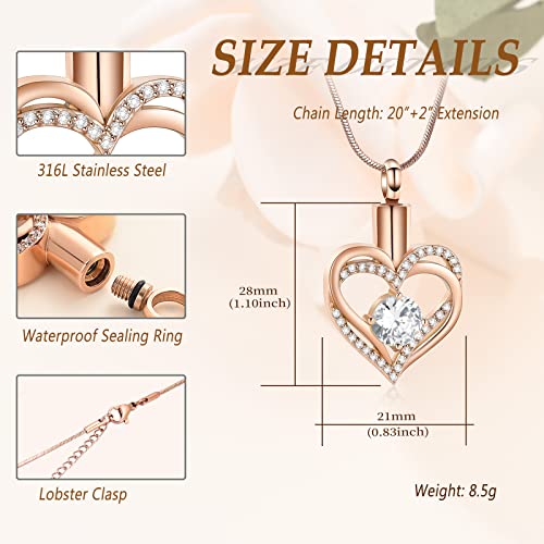 Minicremation Cremation Urn Necklace for Ashes Cremation Jewelry Heart Urn Necklace for Women Girls Birthstone Memorial Jewelry Pendant for Ashes for Human Pet - Image 2