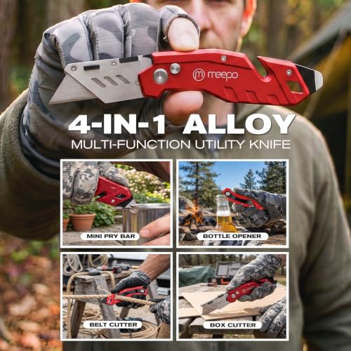 Image of M MEEPO 2-Pack Box Cutter, Heavy Duty Folding Utility Knife, with 50 Blades