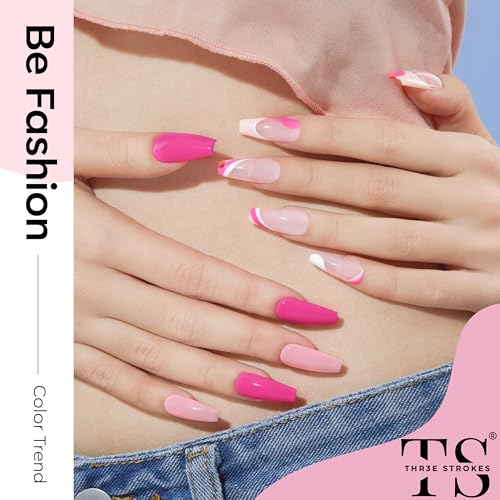 Image of THR3E STROKES Gel Nail Polish Set Gel Polish Orange Hot Pink Blue Yellow Green Purple Vibrant Spring Summer Gel Polish 7ML (UV /LED LIGHT REQUIRED) (GULABI PINK (GP233), 7.5ML)