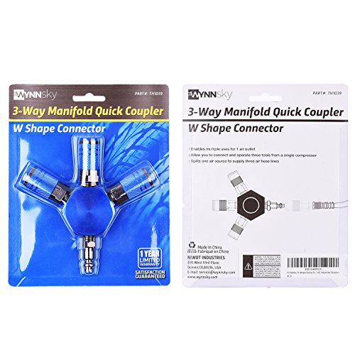 Wynnsky Air Splitter, 3-Way Manifold With 3 Pieces Industrial Coupler And Plug, Air Compressor Hose Accessories Quick Connect Fittings #TOP5