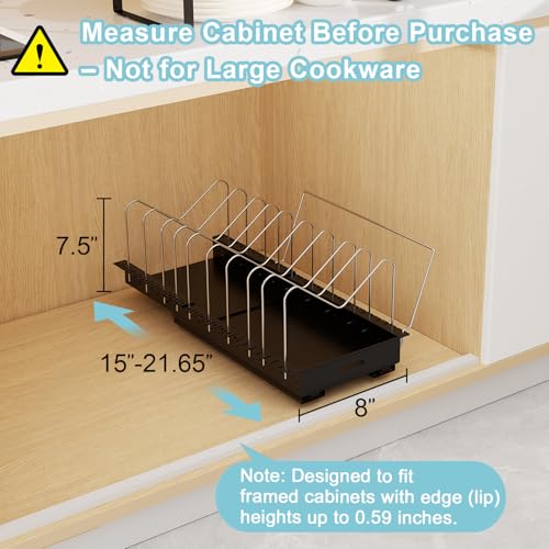 Pots-and-Pans-Organizer-Under-Cabinet-22-Deep-Expandable-Pot-Organizers-inside-Cabinet-with-10-Adjustable-Dividers-Handrail-No-Drill-Pot-Lid-Holder-Sliding-Pot-Lid-Holder-1-Pack