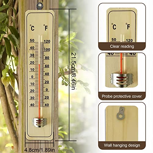 Wooden Indoor Thermometer, 6-Piece Set Outdoor Thermometers Weather Thermometers Wood Thermometer With Double Scales ℉&℃ For Home Office Warehouse Greenhouse #TOP7