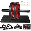 Ab-Roller-Wheel-4-in-1-Kit-Set-Abs-Workout-Equipment-for-Abdominal-Core-Strength-Training-Exercise-Wheels-for-Home-Gym-Fitness-Ab-Machine-with-Jump-Rope-Push-up-Bars-Knee-Pad-Accessories Vinsguir Ab Roller, 4-in-1 Ab Roller Kit with Knee Pad