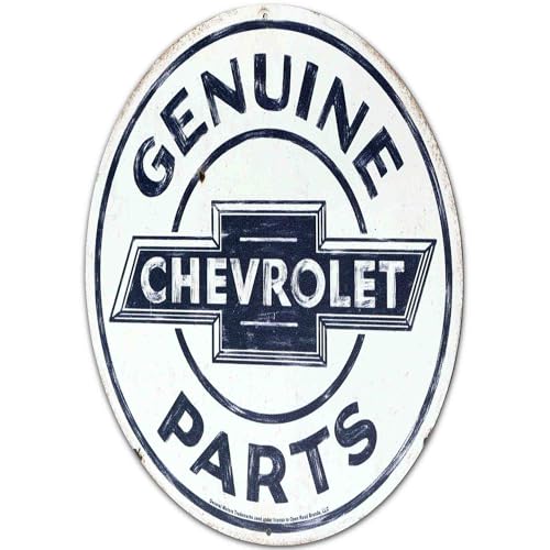 Image of Chevrolet Genuine Parts Round Metal Sign - Vintage Chevrolet Sign for Garage, Shop or Man Cave