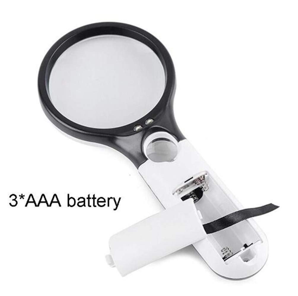 Lupa de Mano con luz LED, Lente acrílica 3X 45X, Ayuda de Lectura iluminada portátil, Lupa para Leer Libros, periódicos, observación de Insectos y Pasatiempos, Scien