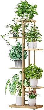 MetalTouch Multi-Tiered Metal Flower Pot Stand - Indoor 6 Layer Tier Iron Plant Pot Display Rack Plant Pot Holder Tall Plant Flower Shelf for Living Room Balcony Living room & Court Garden (Gold) - image, photos