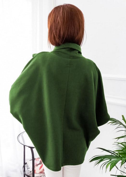 AirPlace Turtleneck Shawls for Women Batwing Sleeve Poncho Wrap Cross Front Solid Loose Women Blouse Tops for Fall Winter4