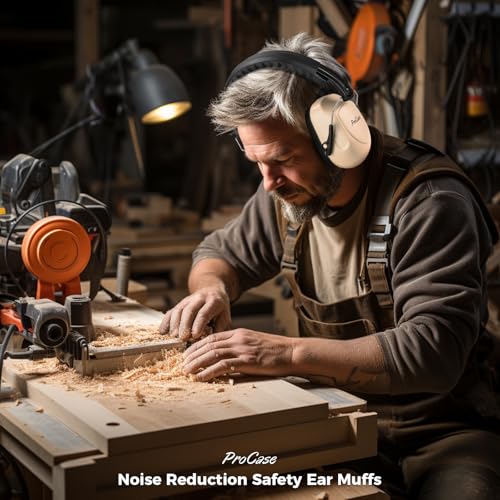 Image of ProCase NRR 28dB Noise Reduction Ear Muffs, Foldable Adjustable Passive Noise Cancelling Headphones for Adults Kids Autism, Hearing Protection for Shooting, Construction, Mowing, Studying -Beige