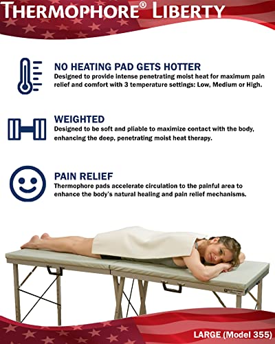 Thermophore Liberty 2 Plus Electric Moist Heating Pad - USA Made, 3 Temperature Settings, 14 x 27 for Pain Relief