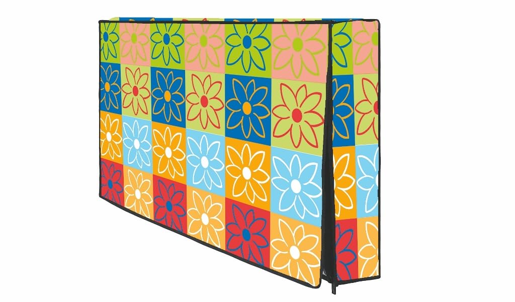 Mahal Creation PVC Printed LED TV Cover 32 Inch, Waterproof and Dustproof Cover (Multi Flower)