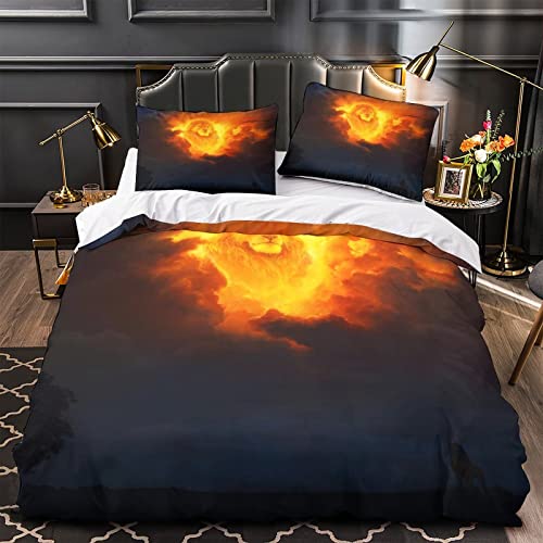 The Lion King Cartoon-Bettbezug 3D-gedruckte Bettwäsche Ausgestattet Cartoon-Mikrofaser Passend Für Kinder Jugendliche Erwachsene 1 Bettbezug Und 2 Kissenbezüge 80 X 80 cm Double(200x200cm) Cover