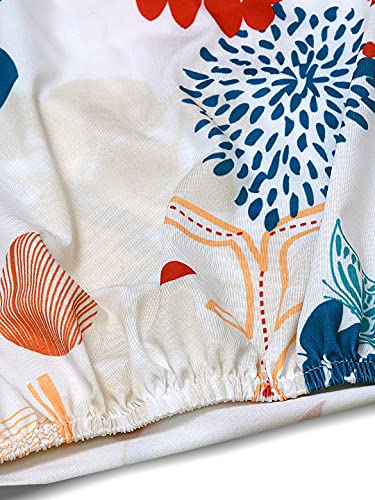 Image of Cortina Dining Chair Slipcovers | Protection Chair Cover | Tropical Print, Removable, Washable | Universal Fit Super Soft Stretchy Polyester Spandex | Hotel, Marriage, Wedding | Pack of 6, White