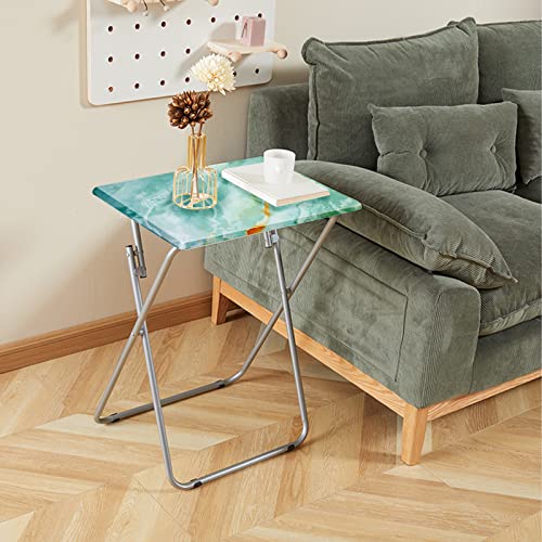 Image of Garden 4 you Folding TV Tray Table,TV Dinner Table with Sturdy MDF Top,Eating Trays for Living Room with No Assembly Required, 2PCS (Sea Blue)