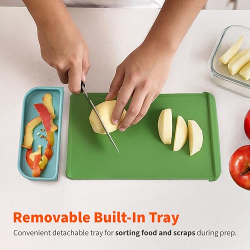 Image of IMUSA Cutting Board Set, 4-Piece 14 inchx7.5 inch, Removable Tray