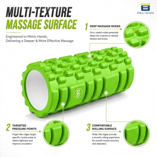 Image of Btag Foam Roller for Gym & Home Workout - Deep Tissue Muscle Massager for Back Pain, Neck & Knee Relief | Yoga, Stretching & Recovery Tool 33 cm (Green)