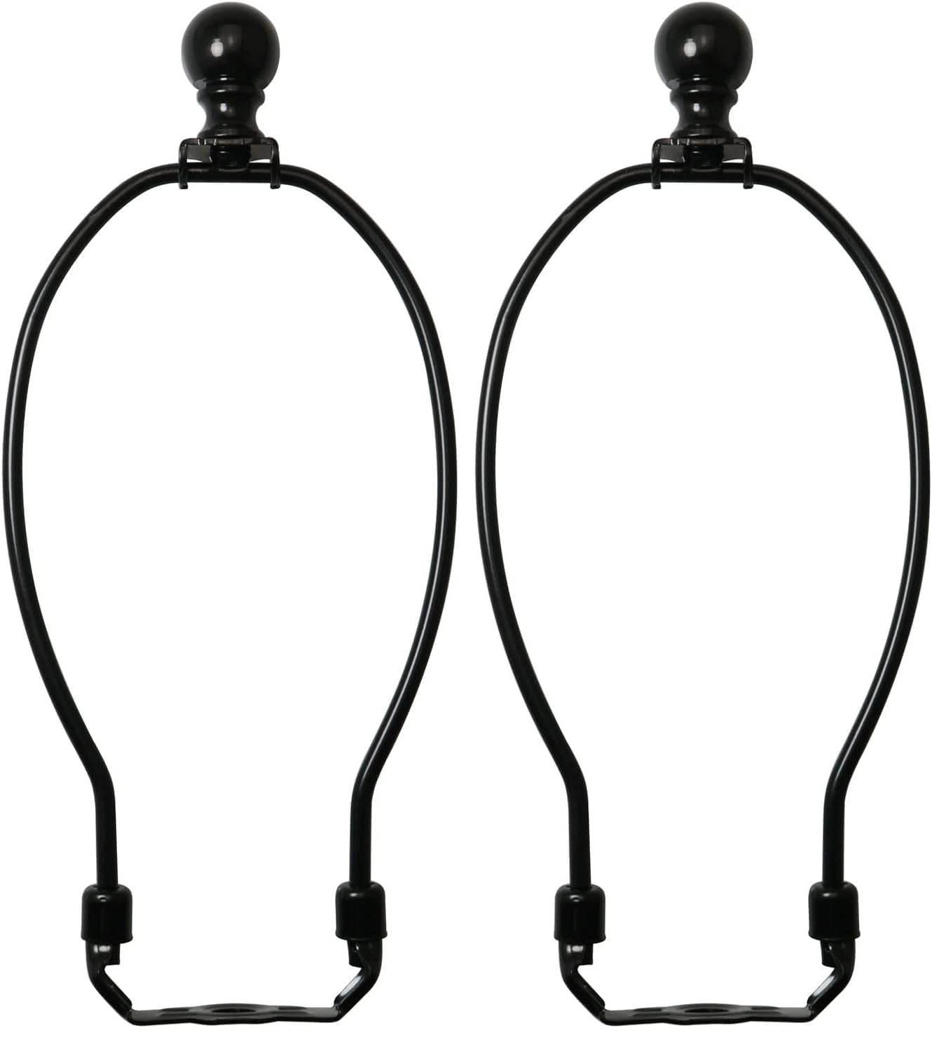 8 Inch Lamp Harp Holder with 1-1/2 Inch Lamp Finial Oil Rubbed Black Steel Ball Knob Lamp Shade Finial for Table and Floor Lamps, Black (Pack of 2)