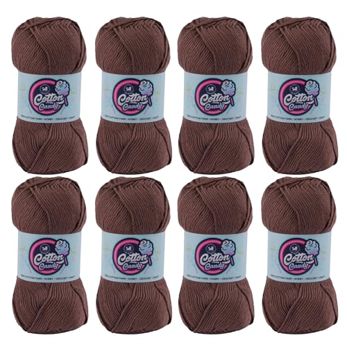 Image of NESTNHAVEN Cotton Candy 100% Cotton Yarn - (100g, 185 Meters) - Luxury Yarn for Crochet, Amigurumi, Embroidery, Toys, Garments, Flowers and Hobby, Projects. (Dark Brown) | (800 Gm)