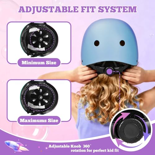 Image of Kids Bike Helmet Set Adjustable for Children, Boys, Girls and Teenagers Aged 3-14 Years Includes Elbow, Knee, Wrist Guards Children's Helmet Protection Set for Bikes SkateboardsRollerskates