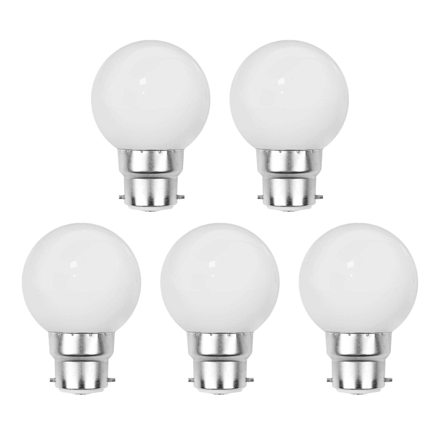 G.w.s White G.w.s® Pack Of 5, B22 Bayonet 3W G45 Led Coloured Light Bulb, Garden Party Wedding Festoon Lights